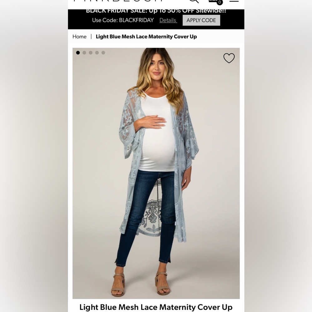 Light Blue Mesh Lace Maternity Cover Up